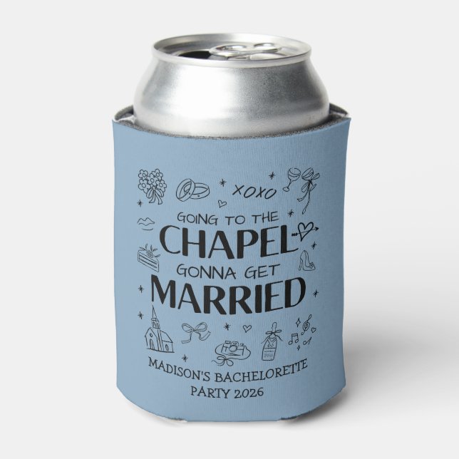Whimsical Hand Drawn Going To The Chapel Can Cooler (Can Front)