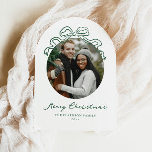 Whimsical Hand Drawn Green Bow Holiday Christmas Acrylic Invitations