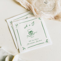 Whimsical Hand Drawn Green Bow Wedding