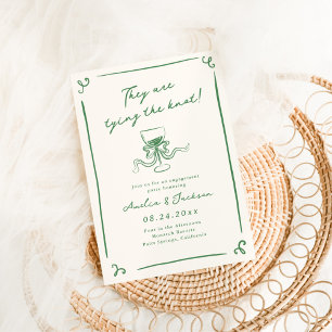 Whimsical Hand Drawn Green Engagement Party Invitation