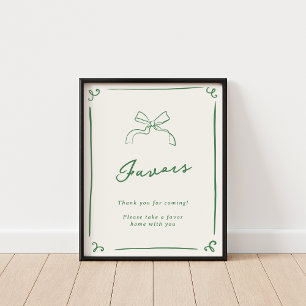 Whimsical Hand Drawn Green Favours Poster