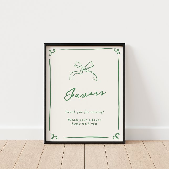 Whimsical Hand Drawn Green Favours Poster (Creator Uploaded)