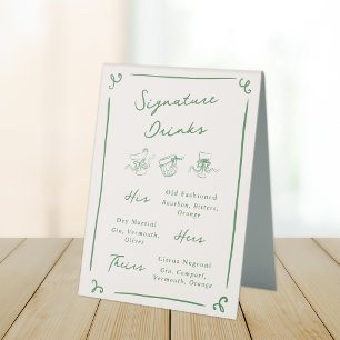 Whimsical Hand Drawn Green Signature Drinks