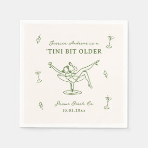 Whimsical Hand Drawn Green 'Tini Bit Older Napkin