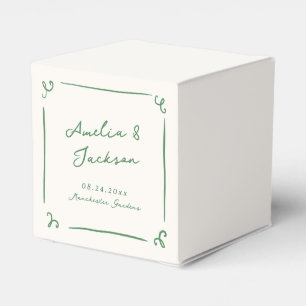 Whimsical Hand Drawn Green Wedding Favour Box