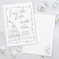 Whimsical Hand Drawn Green Wedding