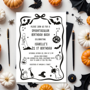 Whimsical Hand Drawn Halloween Birthday Invitation