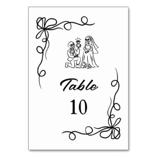 Whimsical Hand Drawn Halloween Bridal Shower Table Number