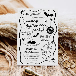 Whimsical Hand Drawn Halloween Party Invitation