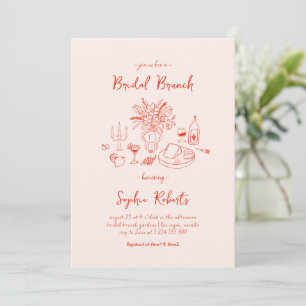 Whimsical Hand Drawn Handwriting Bridal Brunch Invitation