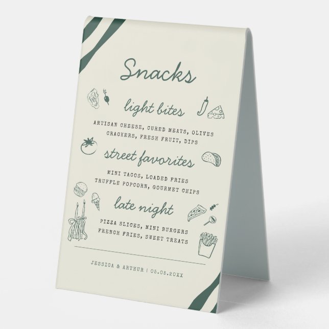 Whimsical Hand Drawn Handwritten Bar & Snack Menu (Back)