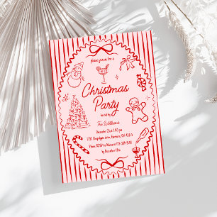 Whimsical Hand Drawn Handwritten Christmas Party Invitation