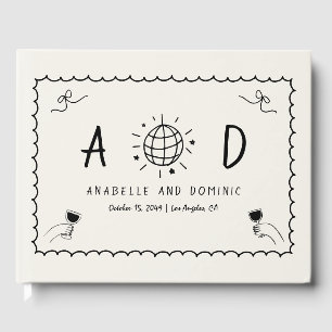 Whimsical Hand Drawn Handwritten French Wedding Guest Book