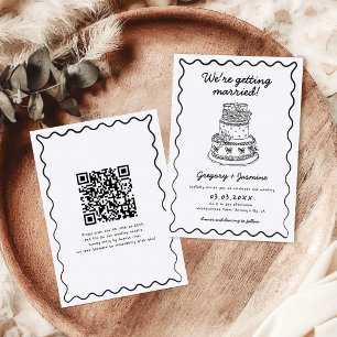 Whimsical Hand Drawn Handwritten QR Code Wedding Invitation