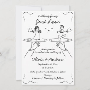 Whimsical Hand Drawn Handwritten Quirky Wedding Invitation