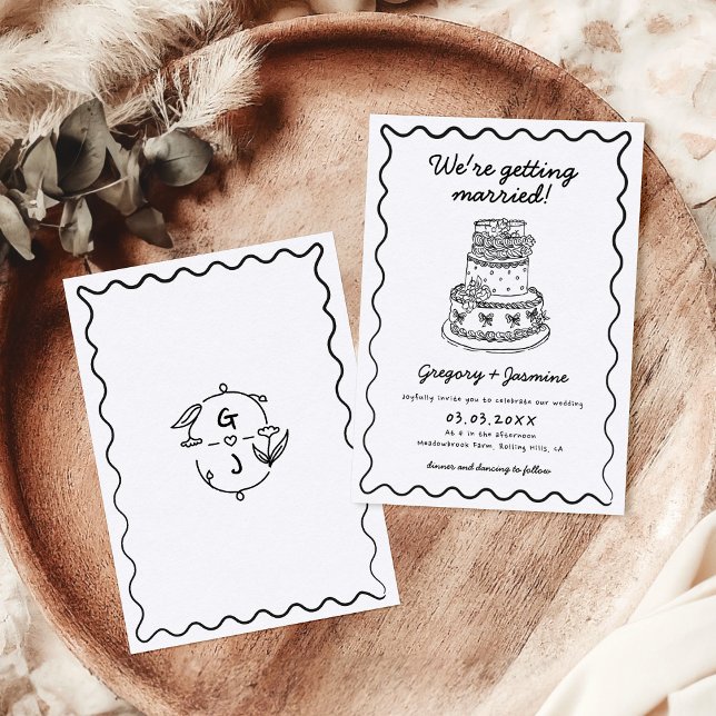 Whimsical Hand Drawn Handwritten Quirky Wedding Invitation (Creator Uploaded)
