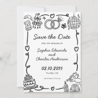  Whimsical Hand Drawn Illustration Photo Wedding