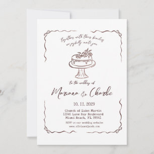 Whimsical Hand Drawn Illustration Wedding  Invitation