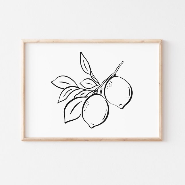 Whimsical Hand-Drawn Ink Lemon Branch Art Poster (Creator Uploaded)