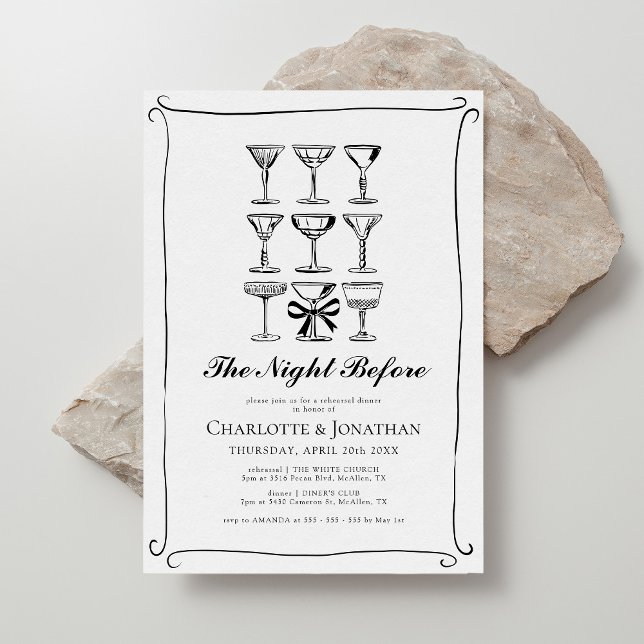 Whimsical Hand Drawn Martini Rehearsal Dinner Invitation (Creator Uploaded)