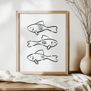 Whimsical Hand-Drawn Mediterranean Fish Art Poster