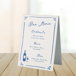 Whimsical Hand Drawn Navy Blue Bar Menu