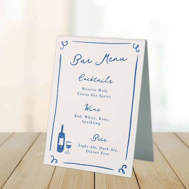 Whimsical Hand Drawn Navy Blue Bar Menu (Creator Uploaded)