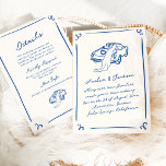 Whimsical Hand Drawn Navy Blue   Details Wedding Invitation<br><div class="desc">This adorable design features hand drawn elements and a whimsical bold text.</div>