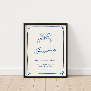 Whimsical Hand Drawn Navy Blue Favours Poster