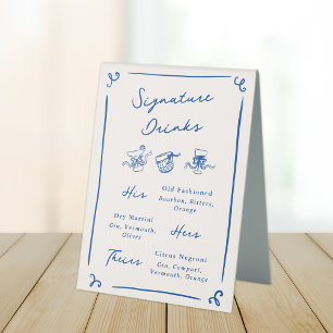 Whimsical Hand Drawn Navy Blue Signature Drinks