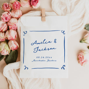 Whimsical Hand Drawn Navy Blue Wedding Favour Bags