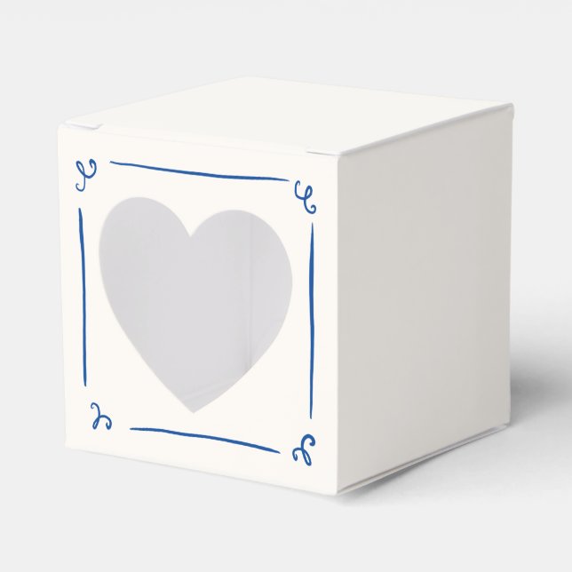 Whimsical Hand Drawn Navy Blue Wedding Favour Box (Front Side)