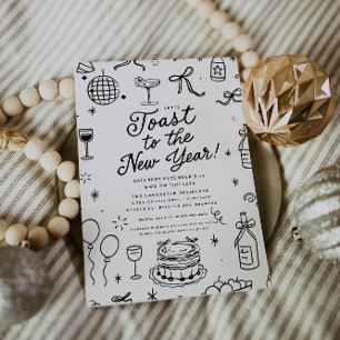 Whimsical Hand-Drawn New Year’s Eve Party Invitation