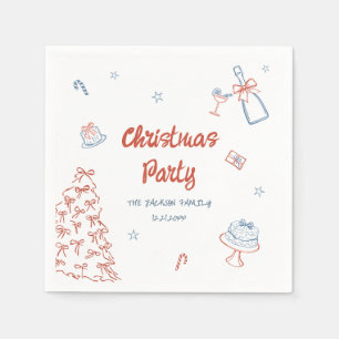 Whimsical Hand Drawn Oh What Fun Christmas Party  Napkin