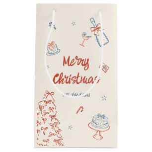 Whimsical Hand Drawn Oh What Fun Christmas Party Small Gift Bag