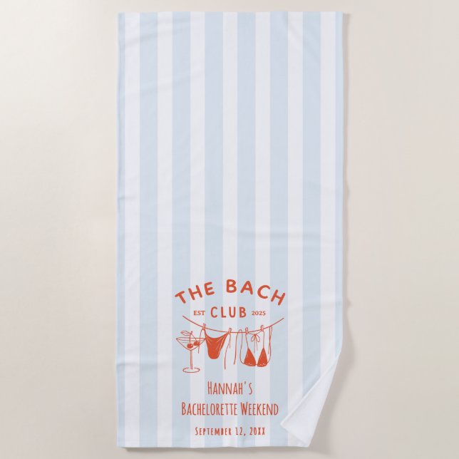 Whimsical Hand Drawn Orange Cocktail Bachelorette Beach Towel (Front)