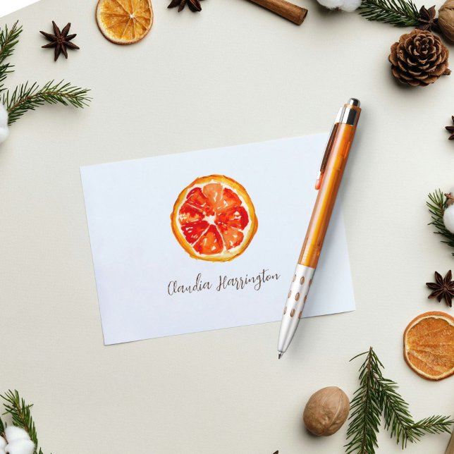 Whimsical Hand-Drawn Oranges Personal Stationery Note Card (These hand-illustrated orange slice notecards make it easy and fun to keep up with correspondence.)
