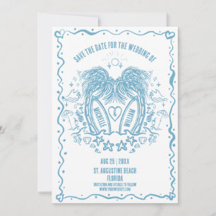 Whimsical Hand Drawn Palm Beach Doodle Wedding Save The Date