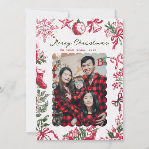 Whimsical Hand Drawn  Photo Christmas Card
