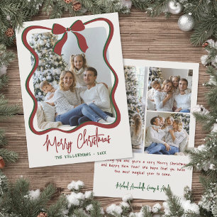 Whimsical Hand Drawn Photo Merry Christmas Holiday Card