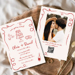 Whimsical Hand Drawn Photo QR Code Red Wedding Invitation<br><div class="desc">Set the tone for a timeless celebration with this Hand-Drawn Vintage French Whimsical Wedding Invitation. Featuring intricate, artistic floral illustrations and a romantic vintage-inspired font, this design exudes elegance and charm. Its whimsical elements blend perfectly with French countryside aesthetics, creating a sophisticated invitation for couples seeking a touch of old-world...</div>