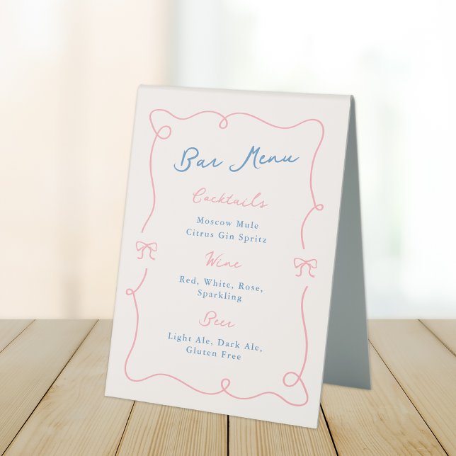 Whimsical Hand Drawn Pink & Blue Bar Menu (Creator Uploaded)