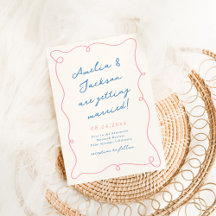 Whimsical Hand Drawn Pink & Blue Wedding