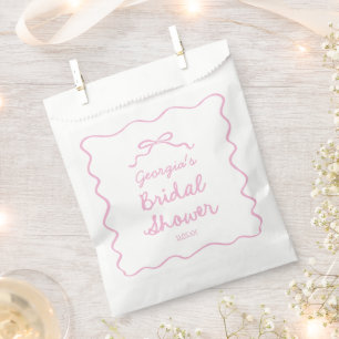 Whimsical Hand Drawn Pink Bow Bridal Shower Favour Bags