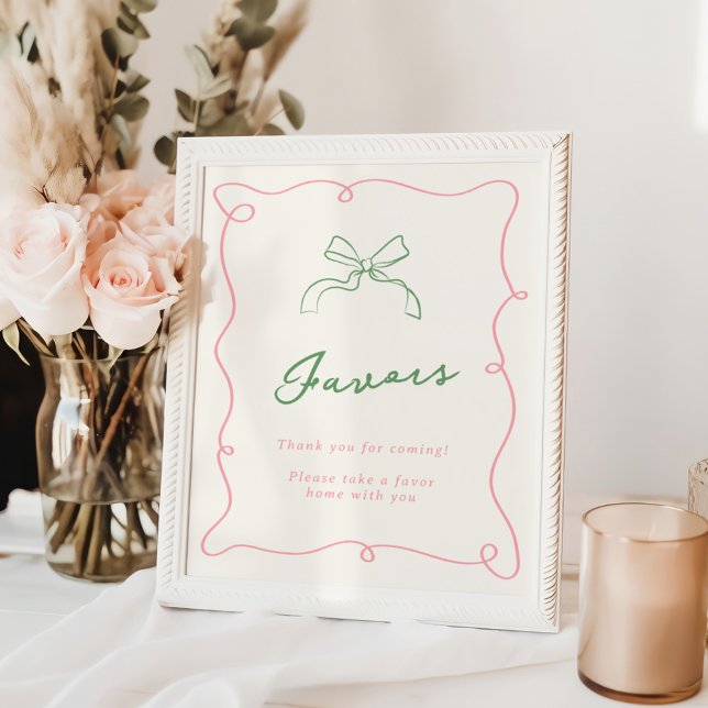 Whimsical Hand Drawn Pink & Green Favours Poster (Creator Uploaded)