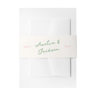 Whimsical Hand Drawn Pink & Green Invitation Belly Band