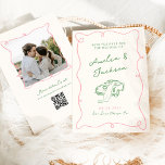 Whimsical Hand Drawn Pink & Green Save the Date Invitation<br><div class="desc">This adorable design features hand drawn elements and a whimsical bold text.</div>
