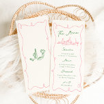 Whimsical Hand Drawn Pink & Green Wedding Menu<br><div class="desc">This adorable design features hand drawn elements and a whimsical bold text.</div>