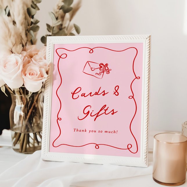 Whimsical Hand Drawn Pink & Red Cards & Gifts Poster (Creator Uploaded)