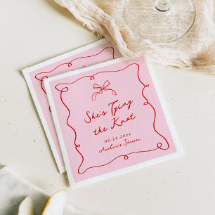 Whimsical Hand Drawn Pink & Red Shower Napkin